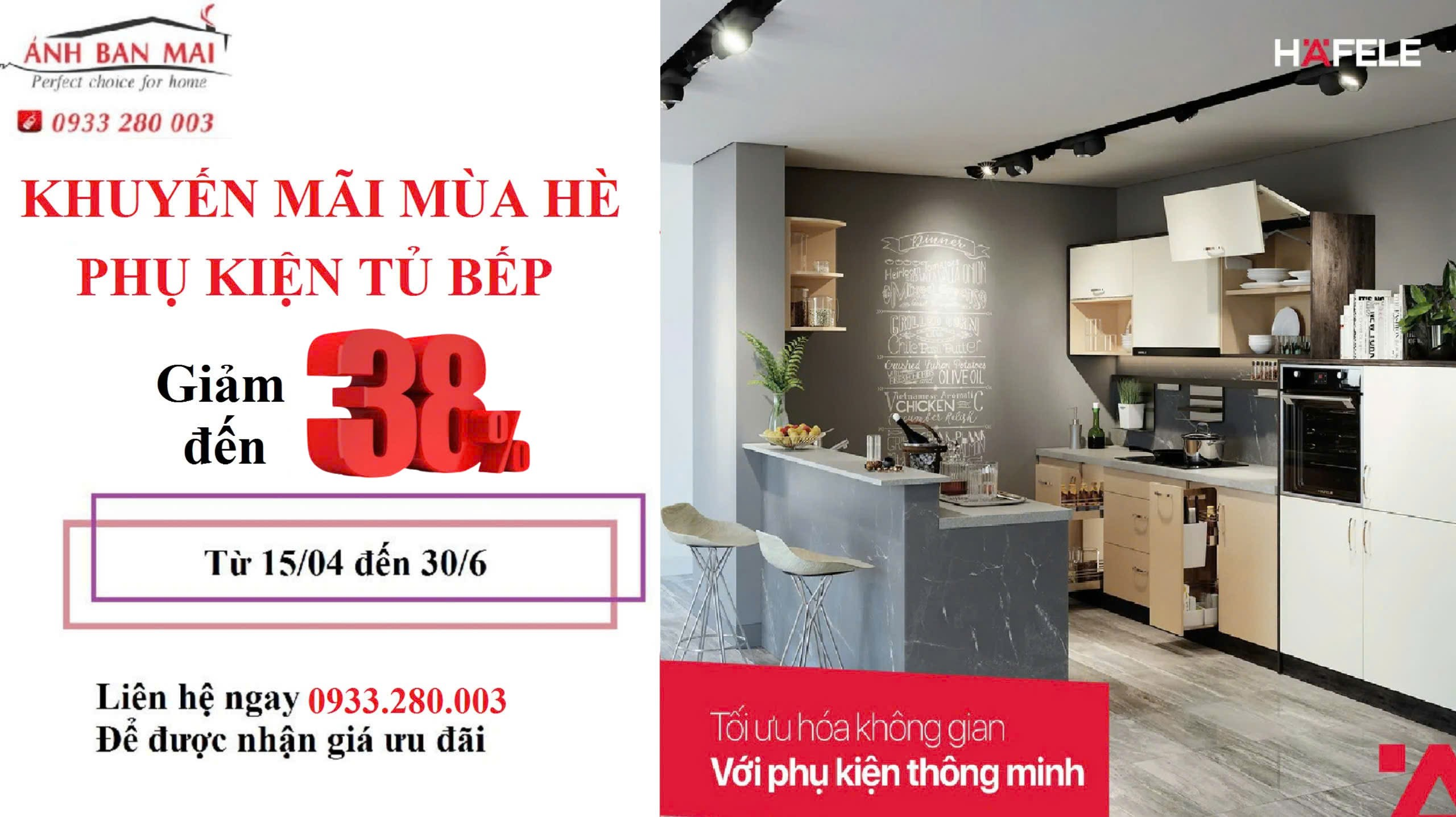 Khuyến mãi mùa hè - Phụ kiện tủ bếp Hafele giảm đến 38%