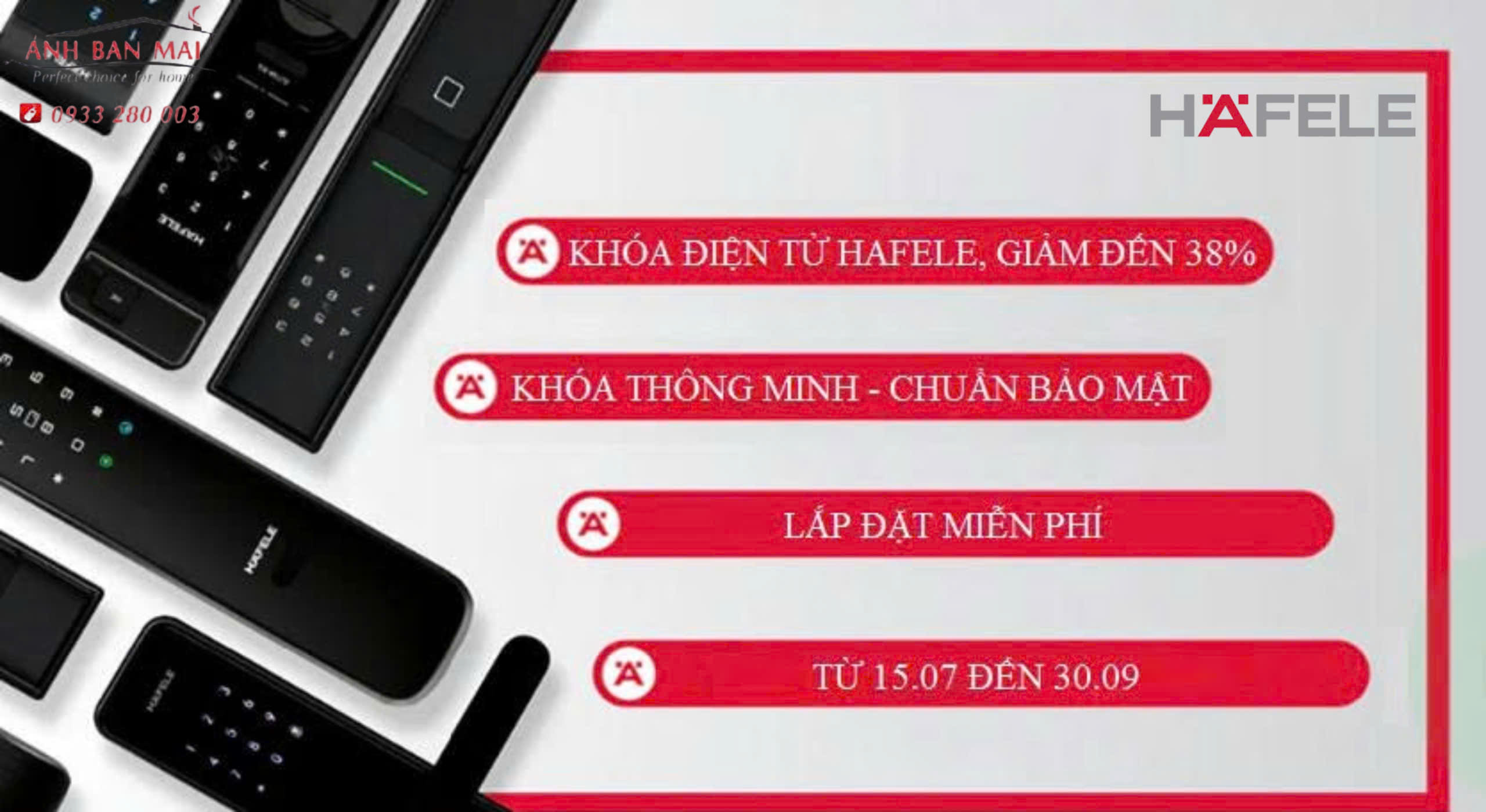 Khóa điện tử Hafele: khóa thông minh, chuẩn bảo mật giảm đến 38%