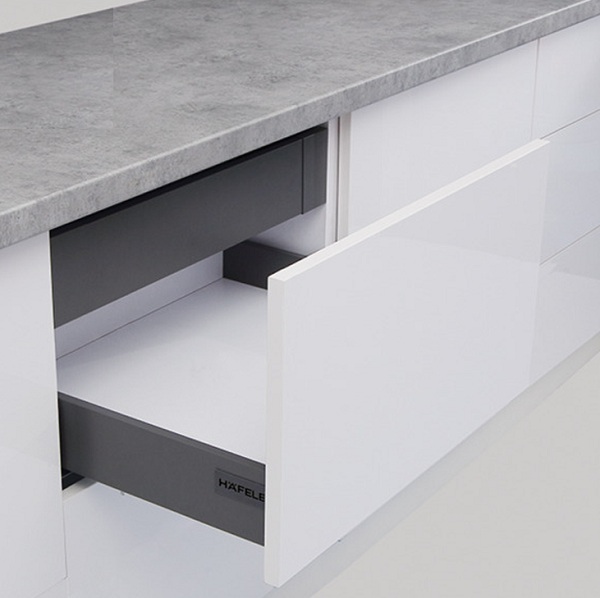 Ray hộp Hafele 552.36.335 S1 nhấn mở H80 xám