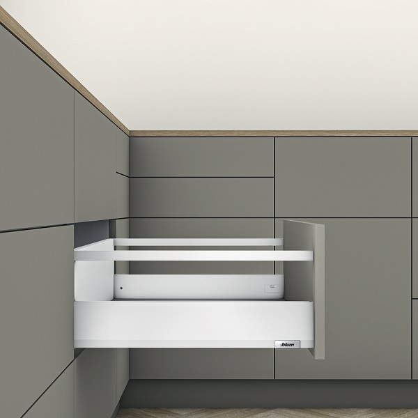 Ray hộp Blum Merivobox-R2 chiều cao E 192mm trắng có thanh nâng cấp