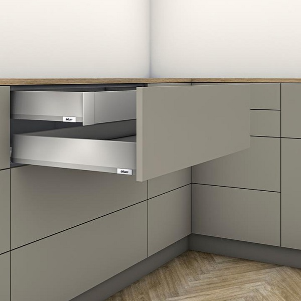 Ray hộp âm Blum Merivobox-IR1 chiều cao M 91mm xám nhạt