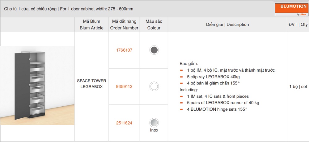 tu-kho-1-canh-blum-space-tower-legrabox-r275-600mm-mh