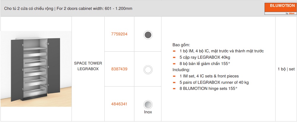 tu-kho-1-canh-blum-space-tower-legrabox-r601-1200mm-mh