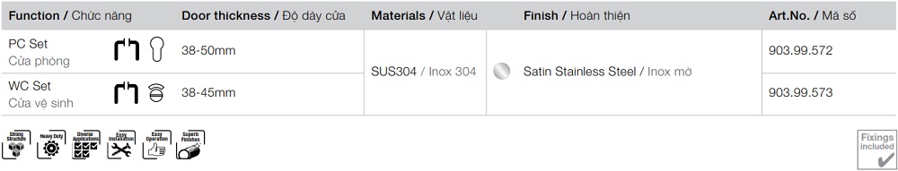 bộ tay gạt Hafele 903.99.573