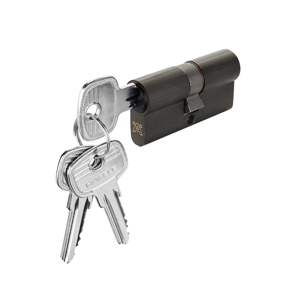 Ruột khóa Hafele 916.63.904 hai đầu chìa đen mờ 71mm