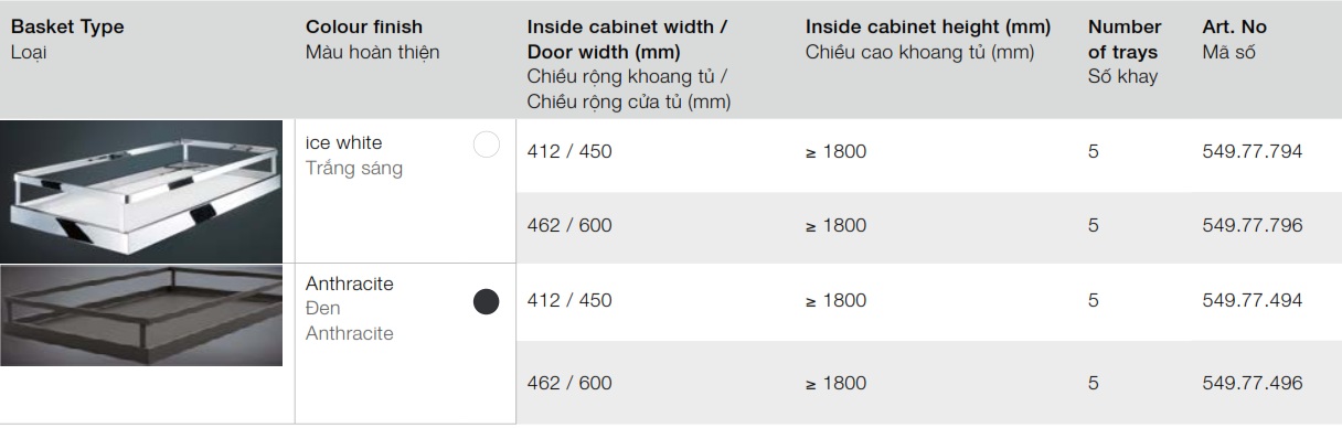 Tu-kho-Hafele-549.77.794-Tandem-Solo-5-khay-R450mm-trang