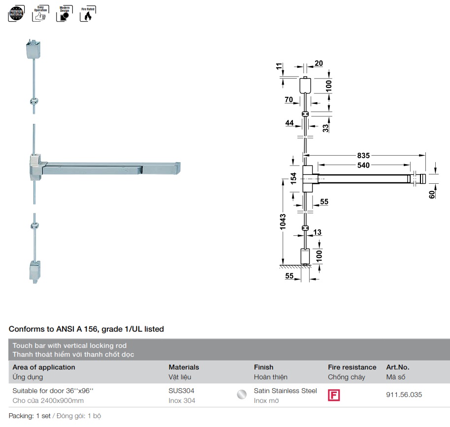 thanh-thoat-hiem-hafele-911.56.035-chot-dá»c-inox-mo-mh