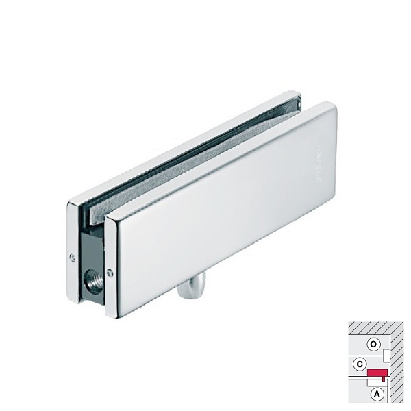 Kẹp kính trên khung 981.00.651 Hafele inox bóng