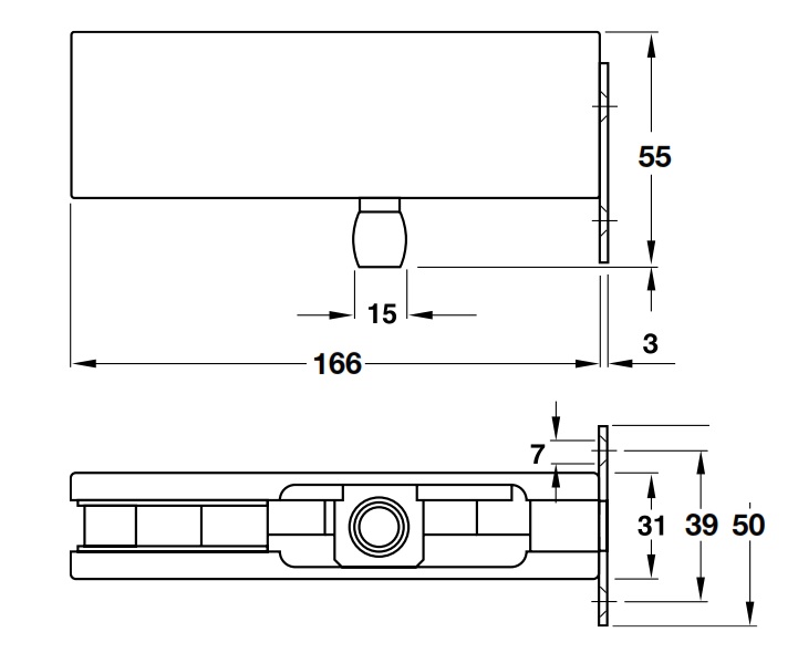 kep-kinh-tren khung-981.50.050-hafele-gan-tuong-inox-mo-kt