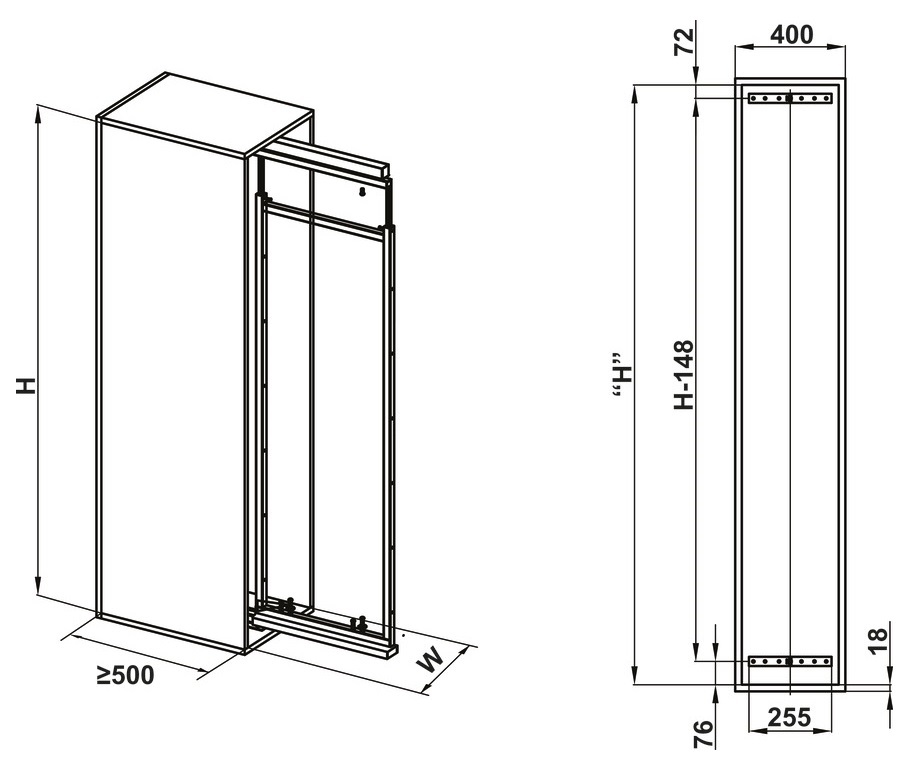 tu-kho-hafele-548.65.005-dolce-6-tang-r400mm-canh-keo-kt