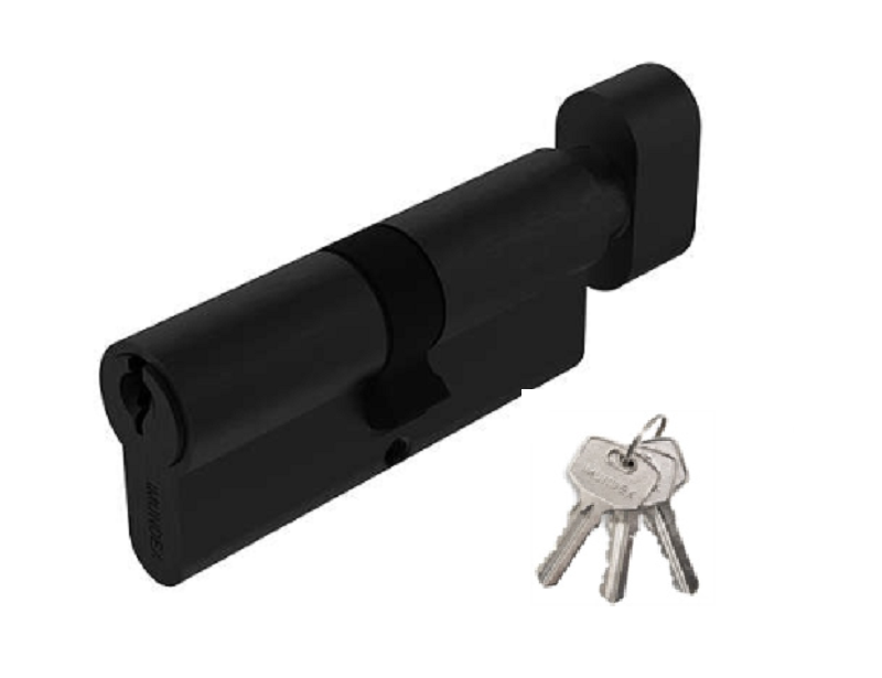 Ruột khóa Imundex 757.93.965 đầu chìa đầu vặn ovan 65mm đen mờ