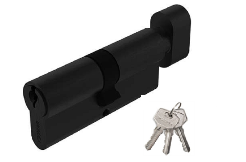 Ruột khóa Imundex 757.93.980 đầu chìa đầu vặn ovan 80mm đen mờ