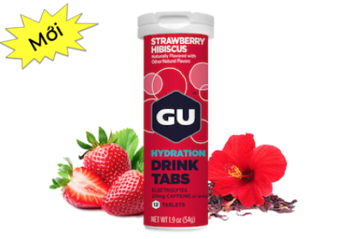 Viên Sủi Điện Giải - GU HYDRATION DRINK TABS - STRAW HIBISCUS (1 ống 12 viên)
