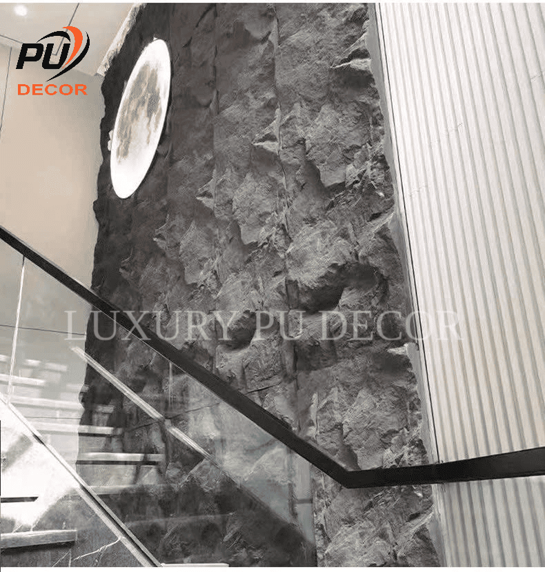 tấm pu giả đá trang trí lối đi