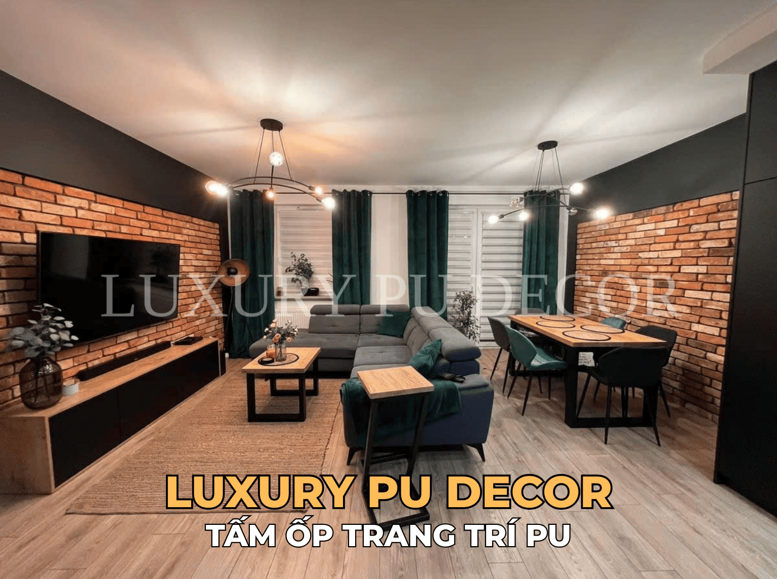 cách tạo điểm nhấn bằng tấm pu giả gạch cổ