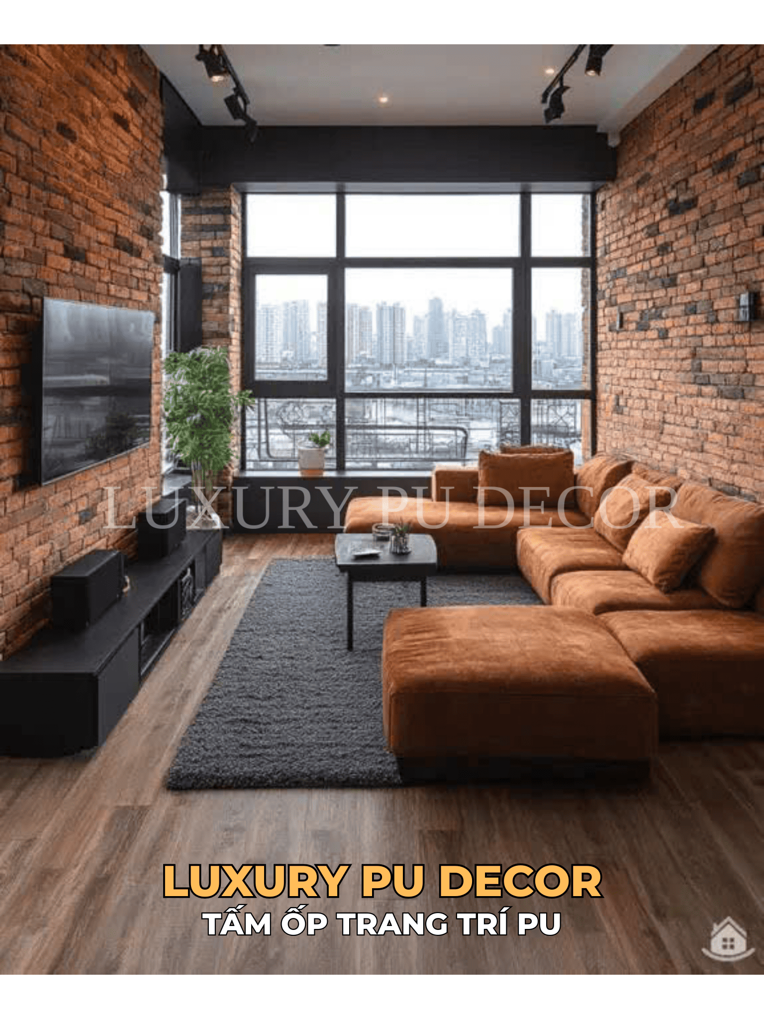 tấm pu giả gạch cổ