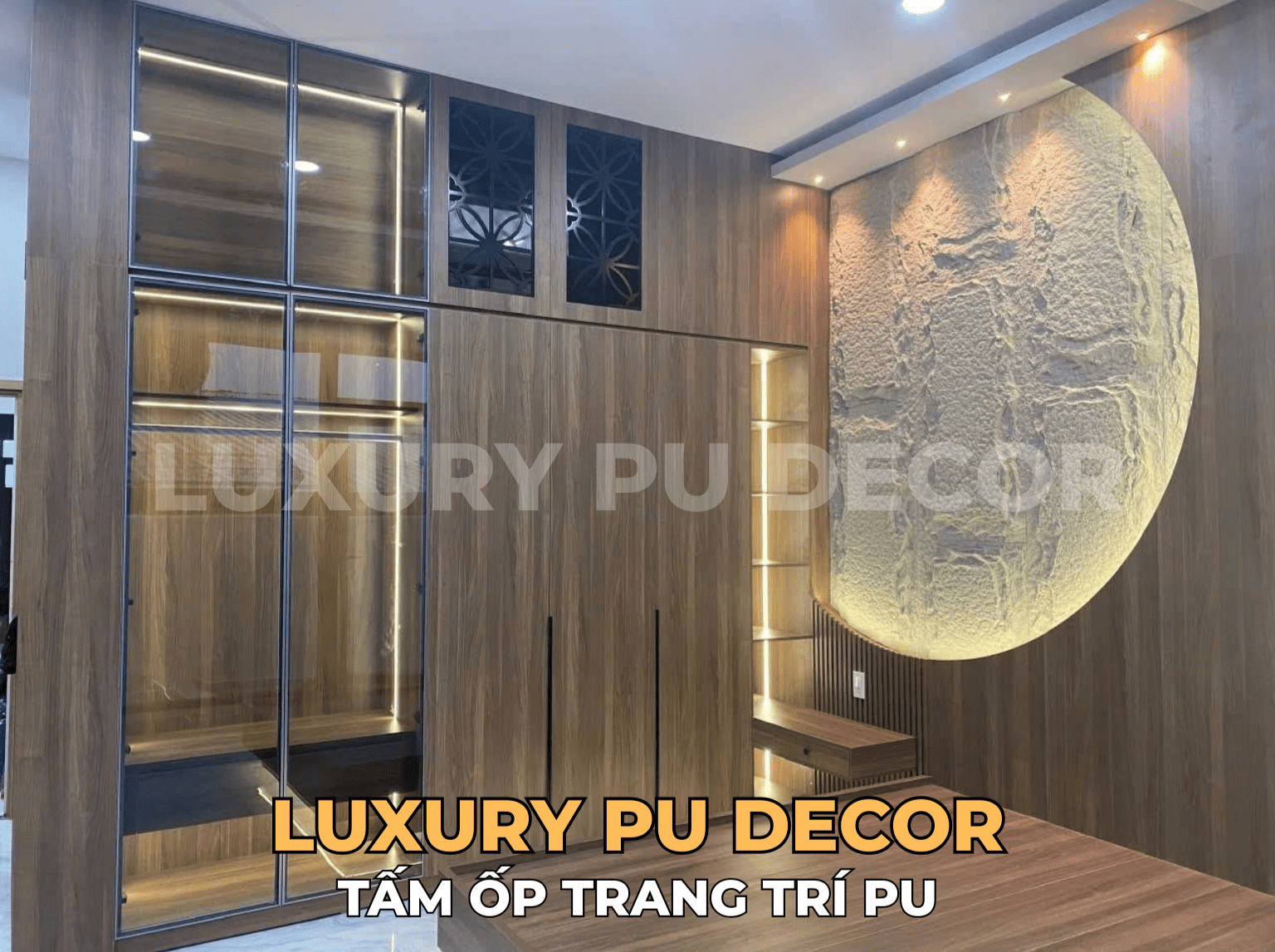 tấm PU giả đá trang trí phòng ngủ