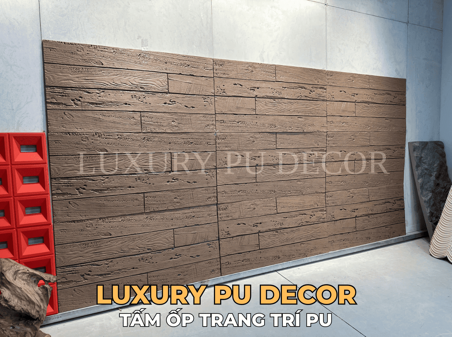tấm ốp tường PU giả gỗ