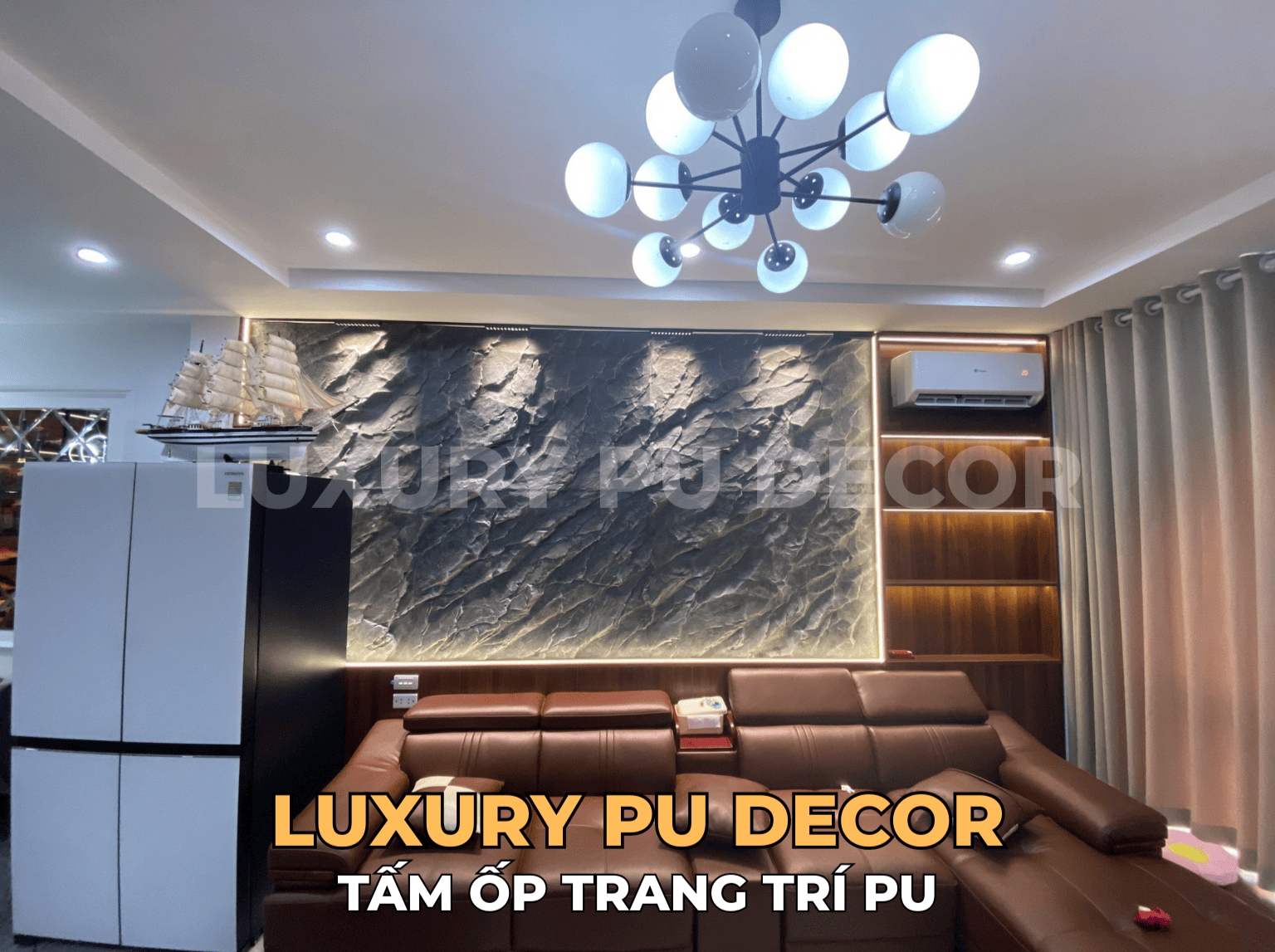 tấm ốp tường PU giả đá