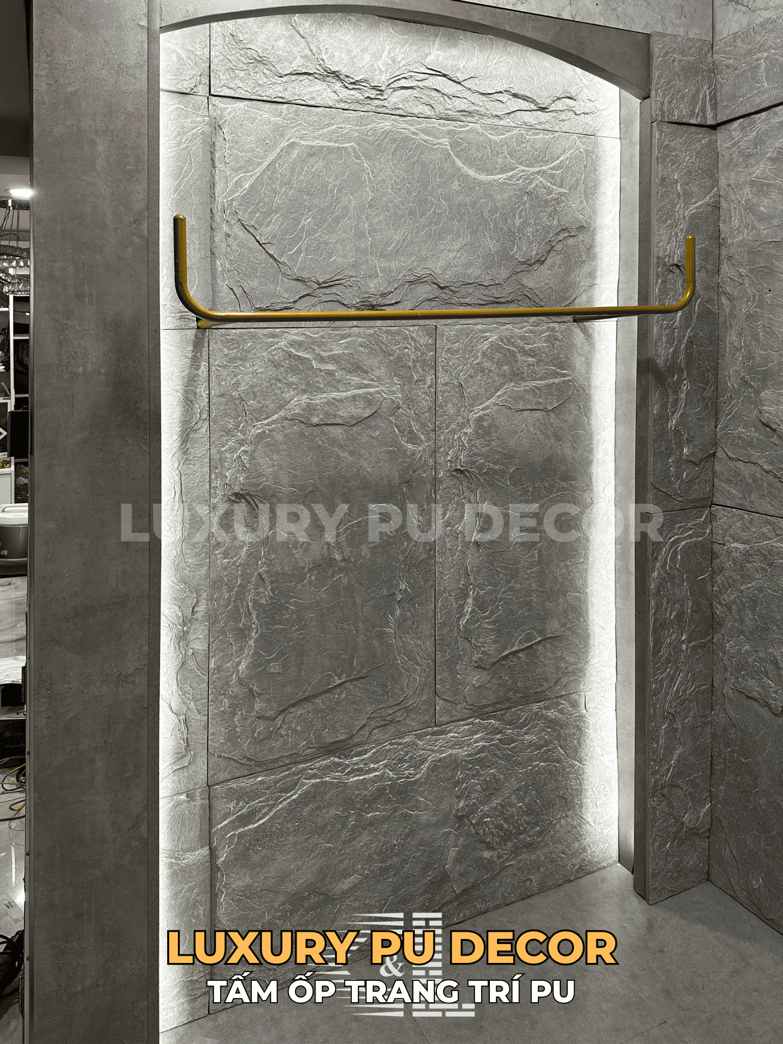 tấm ốp tường giả đá PU
