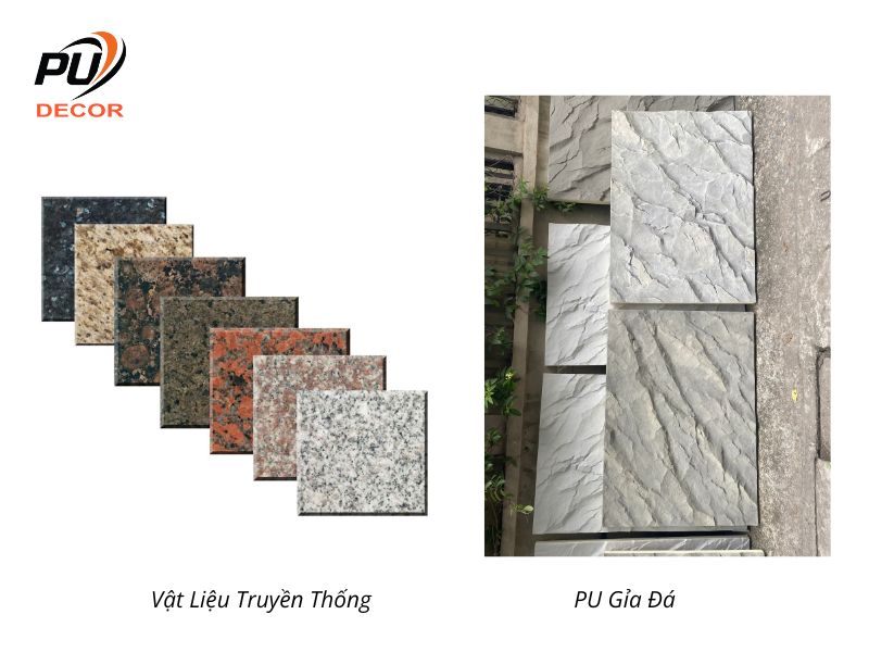 So sánh trang trí nội thất giữa PU giả đá và vật liệu truyền thống 