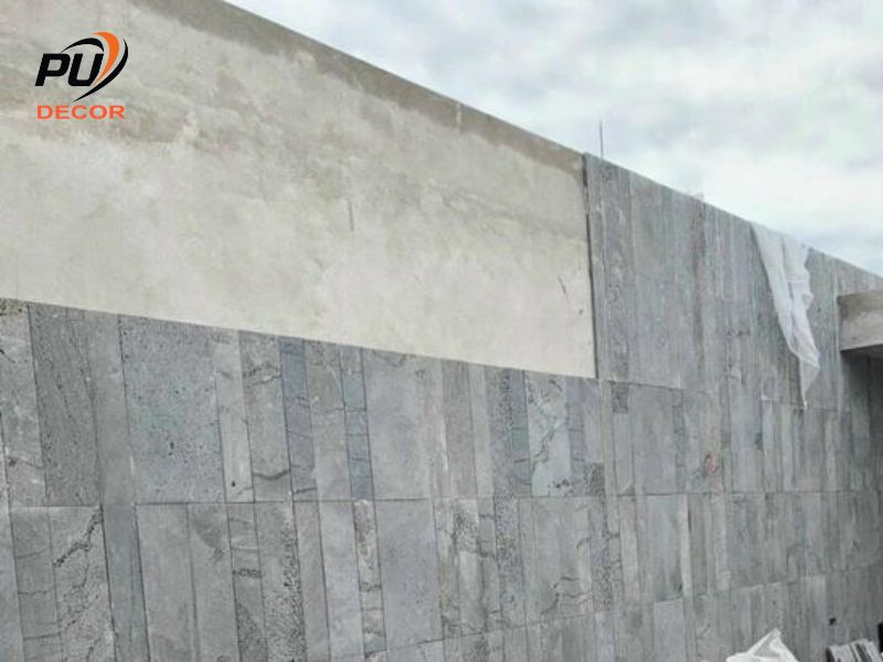 Quy trình ốp đá ong xám bằng vữa xi măng
