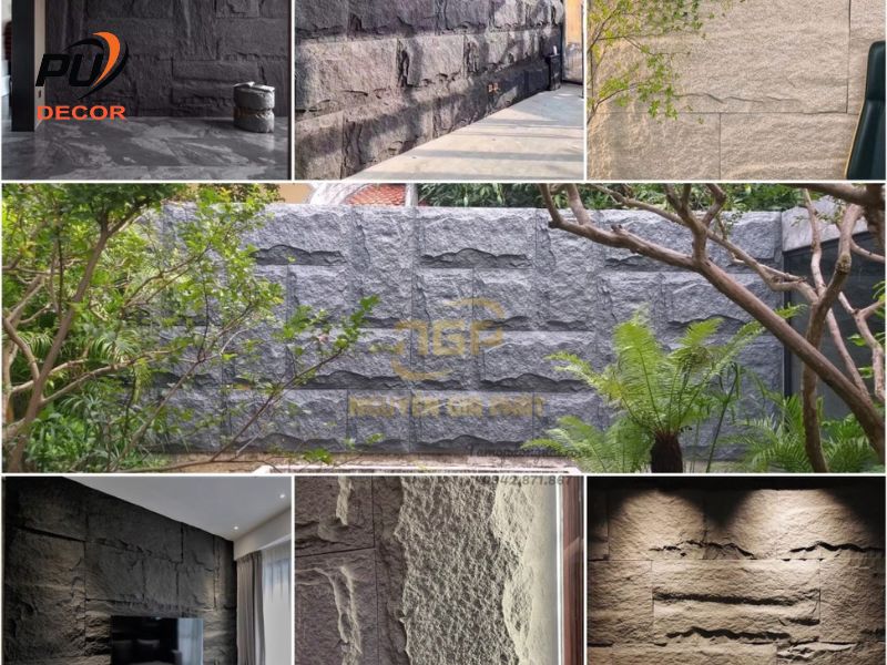 Thi công tấm ốp pu giả đá tại villa Hoà Bình