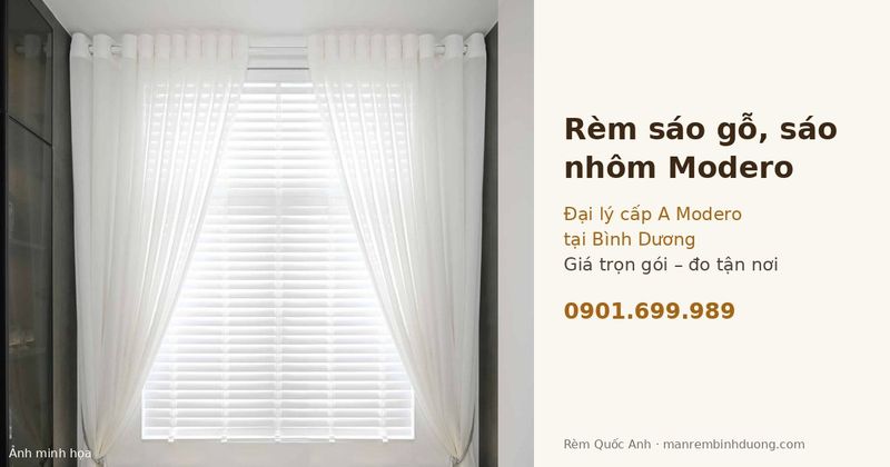 Rèm sáo gỗ, sáo nhôm Modero chính hãng tại Bình Dương