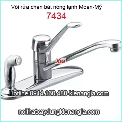 Vòi rửa chén bát nóng lạnh Moen-Mỹ 7434