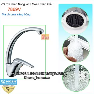 Vòi rửa chén bát nóng lạnh Moen-Mỹ 7869V