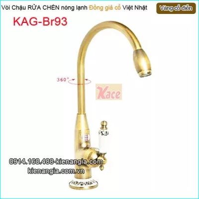 Vòi chậu rửa chén nóng lạnh đồng cổ điển KAG-Br93