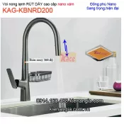 Vòi chậu rửa Nano xám RÚT DÂY nóng lạnh KAG-KBNRD200