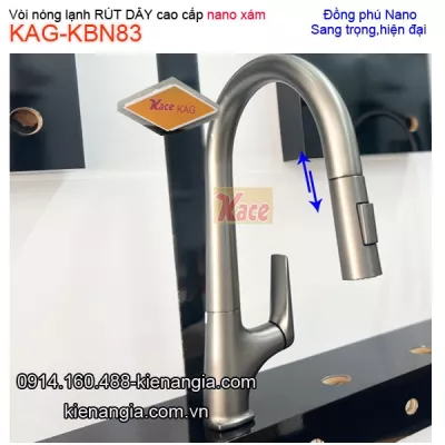 Vòi Nano xám rút dây rửa chén nóng lạnh KAG-KBN83