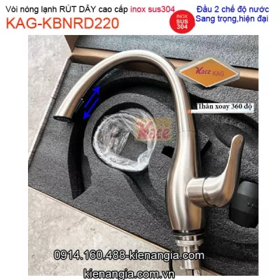 Vòi RÚT DÂY 2 chế độ nước inox sus304 KAG-KBNRD220