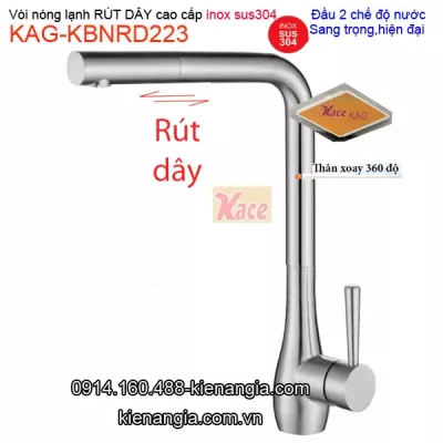 Vòi RÚT DÂY 2 chế độ nước inox sus304 KAG-KBNRD223