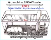 Kệ chén bát 90cm có khay hứng nước inox 304 2 tầng treo Tovashu U9T2