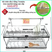 Kệ chén bát  90cm sus 304 2 tầng treo Tovashu- KAG-9T2