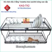 Kệ chén bát inox 304 2 tầng  70cm Tovashu KAG-7X2