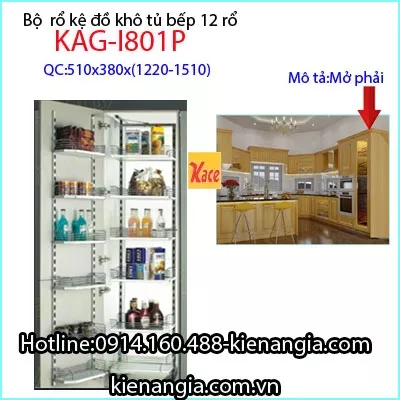 Rổ kệ đồ khô tủ bếp mở phải KAG-I801P