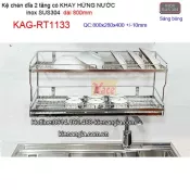 Kệ chén bát có khay hứng nước inox sus304 2 tầng dài 8 tấc KAG-RT1133