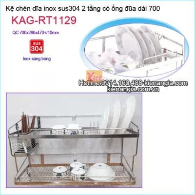 Kệ chén dĩa đa năng inox sus304 2 tầng dài 7 tấc KAG-RT1129