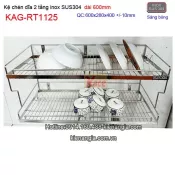 Kệ chén dĩa inox sus304 2 tầng dài 6 tấc KAG-RT1125