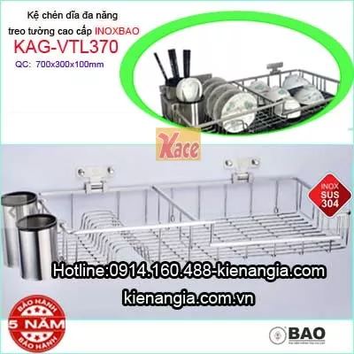 Kệ chén dĩa treo tường inoxbao 304 cao cấp VTL370