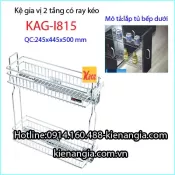 Kệ gia vị 2 tầng có ray kéo tủ bếp KAG-I815