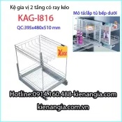 Kệ rổ gia vị 2 tầng có ray kéo tủ bếp KAG-I816