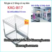 Kệ rổ gia vị 2 tầng có ray kéo tủ bếp KAG-I817