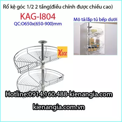 Rổ kệ góc inox 1/2 2 tầng KAG-I804