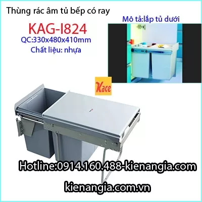 Thùng rác âm có ray kéo KAG-I824