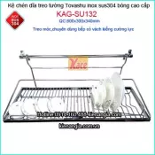 Kệ chén đĩa inox 304 Tovashu cao cấp dài 80cm treo móc KAG-SU132