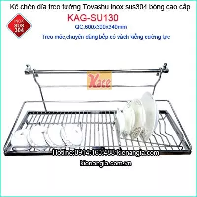 Kệ úp chén dĩa treo móc inox304 cao cấp Tovashu dài 60cm KAG-SU130
